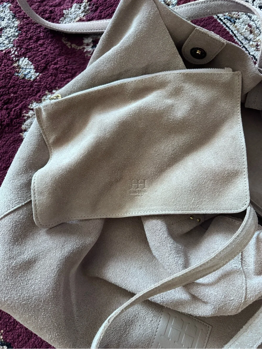 Haute Hippie Grey Suede Hobo Bag